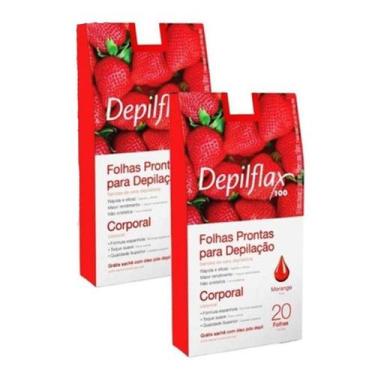 Imagem de 2 Caixas C/20 Folhas de Cera Depilatória Corporal Morango - Depilflax