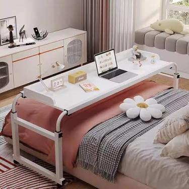 Imagem de Mesa de cama com defletor de mesa para computador móvel com defletor de mesa, mesa móvel com altura ajustável, mesa médica, estação de trabalho