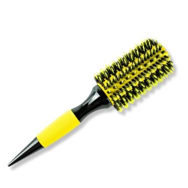 Imagem de Escova Cabelo Redonda Cerda Dupla Profissional Amarela 35mm