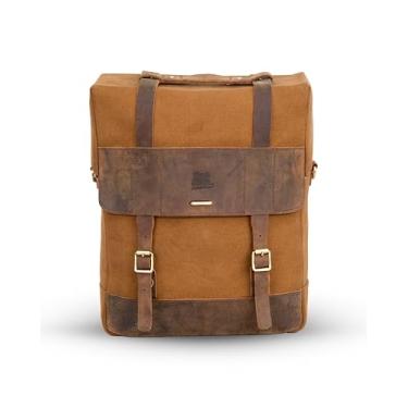 Imagem de Ventura: Alforjes de motocicleta de lona para Royal Enfield Super Meteor 650, espingarda 650 e Meteor 350, com suportes de sela, bolsa de bagagem de turismo (Super Meteor/Shotgun 650, marrom tabaco