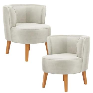 Imagem de Kit 2 Poltronas Cadeira Elegante para Sala de Estar Tecido Veludo MOBLAN decor (Bege)