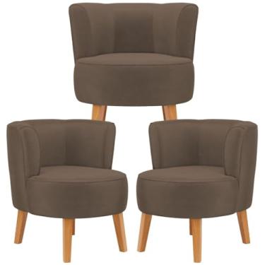 Imagem de Kit 3 Poltronas Decorativa para Sala de Estar Confortável Reforçado MOBLAN decor (Marrom)