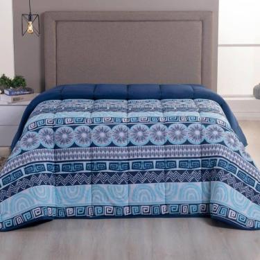 Imagem de Edredom King Luar Super Macio Malha 100% Algodão Dupla Face 01 Peça - Azul Marinho