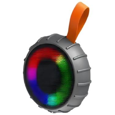 Imagem de Caixa de Som Port�til Bluetooth A Prova D'�gua com Al�a e LED e R�dio FM (CINZA)