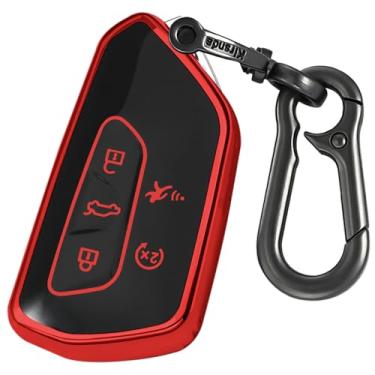 Imagem de Kirsnda Chaveiro compatível com Volkswagen Golf Seat Leon MK4 Tarraco Ateca Octavia Enyaq ect Smart Remote Key, capa de proteção TPU, 5 botões vermelhos
