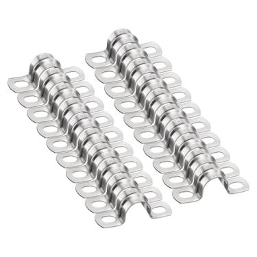 Imagem de HARFINGTON 10 braçadeiras de conduíte de 18 mm de 3/40.6 cm, braçadeira de tubo M18 U, correia rígida de aço inoxidável, suporte em forma de U com dois furos para fixação de fio de mangueira de tubo