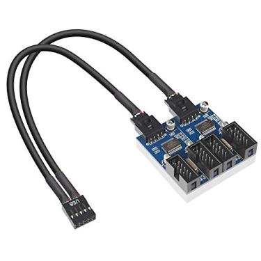Imagem de Divisor de cabeçalho USB de 9 pinos, macho de 1 a 4 fêmeas, cabo divisor de extensão, placa PCB, 9 pinos, USB 2.0, adaptador de conector, multiplicador, cabo divisor de ventilador PWM