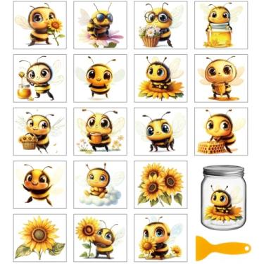 Imagem de GLOBLELAND 18 folhas fofas de abelha esfregar em transferência 9,99 x 9,1 cm vaso de flores de insetos coloridos decalques para casa adesivos de transferência de copo de margarida para móveis vaso