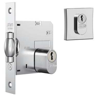 Imagem de Fechadura 1005 com Trinco Rolete e Roseta Quadrada Cromado - 10892 - S