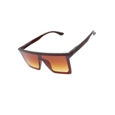 Imagem de Óculos de Sol Quadrado Premium Escuro Modelo Santorini Grande Mascara Lente Inteira Acetato Original Retro Clássico UV400 Unissex Masculino Feminino - Cacife Brand (Marrom Degrade)