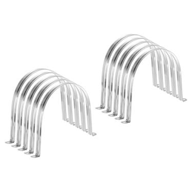 Imagem de HARFINGTON 10 braçadeiras de conduíte de 170 mm de 6 11/40.6 cm, braçadeira de tubo M10 U, correia rígida de aço inoxidável, suporte em forma de U com dois furos para fixação de fio de mangueira de