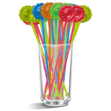 Imagem de 30 Bastões de plástico descartáveis de cristal de girassol Swizzle Sticks de plástico com glitter Swizzle Sticks Cocktail Coffee Drink (azul, amarelo, vermelho e verde)