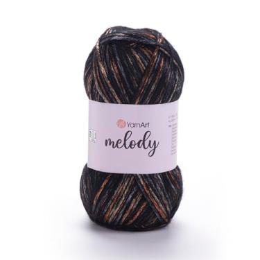 Imagem de YarnArt Melody – Fibra de brilho metálico para tricô, crochê e bordado, novelo de 100 g, 230 m, mistura premium de 70% poliamida, 21% acrílico, 9% lã (908)