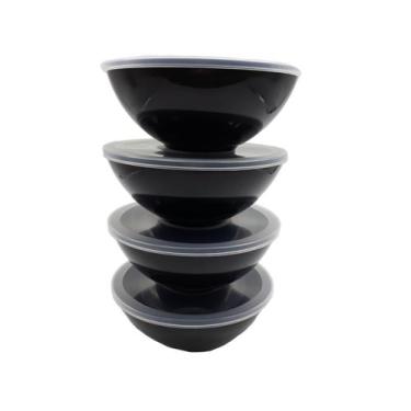 Imagem de Kit 2 Potes Redondo Com Tampa Marmita Sobremesa 600 Ml Preto - Dehaus