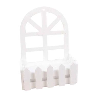 Imagem de Baoblaze Vaso de flores artificial, cerca de madeira, recipiente de caixa resistente, pendurado na parede para decoração de casa de fazenda, Cabeça Redonda