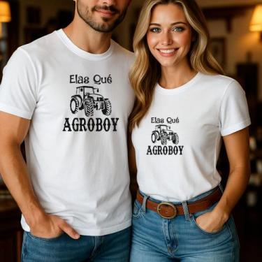 Imagem de Camiseta Unissex Casal Estampa Elas Qué Agroboy Meme Engraçado Relacio