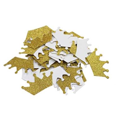 Imagem de Adesivos de tiara dourada com glitter Mybbbath Princesa Aniversário Envelope para festas Coroa Nursery1 4/5 polegadas Pacote com 100