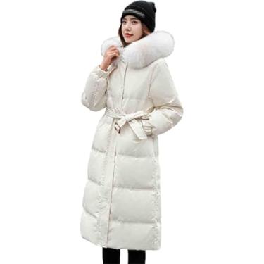 Imagem de Jaqueta Feminina Overknee Jaqueta Longa Com Capuz Com Gola De Pele Oversize Leve E Quente Jaqueta Acolchoada Feminina Selvagem à Prova De Vento Ao Ar Livre, White, L