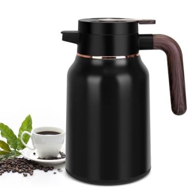 Imagem de Garrafa térmica de café de 1,5 g, garrafas de aço inoxidável para líquidos quentes 36 horas, garrafas de café isoladas para manter o café quente, água quente, chá, bebidas quentes (preto)