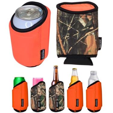 Imagem de TahoeBay Universal Blank Can Coolers (Pacote Com 8) Mangas Isoladas De Neoprene 4 Em 1 Para Latas E Garrafas Cerveja 12 Oz, Finas, Bebidas 16 Água, Blanks Sublimação, Vinil, Dtf (Camuflado/Laranja)