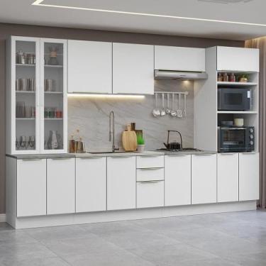 Imagem de Armário De Cozinha Completa 340cm Branco/branco Veludo Lux Madesa 02 B