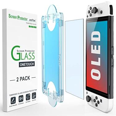 Imagem de amFilm Auto-Alignment OneTouch for Nintendo Switch OLED 7.0" Screen Protector, Tempered Glass, 30 seconds Installation, Bubble Free, Anti-Scratch, Touch Sensitive, Ultra-Clear [2 Pack]