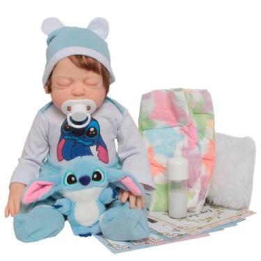 Imagem de Boneco Reborn Stitch com Mamadeira e Roupinha Fofa - Cegonha Reborn Do