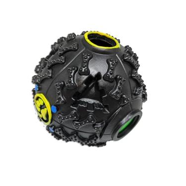Imagem de Bola Porta Petisco Interativa para Cachorros Ração Brinquedo Bolinha Petisqueira Pet (Preto, 9.5cm Grande)