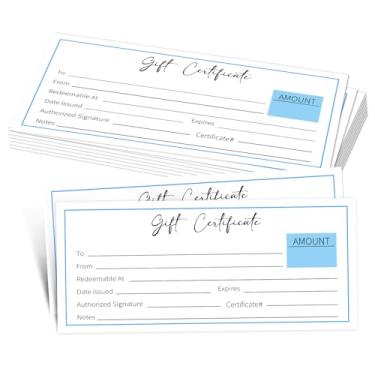 Imagem de 25 vales de presente azuis para empresas, vale de presente em branco para salão, spa, restaurantes, casamento, aniversário, Natal, vouchers personalizados para clientes, 8 x 20 cm - 32 cm