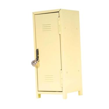 Imagem de Llazsybz Mini Cofre com Fechadura para Meninas, Armário de Mesa Decorativo, Organizador de Armazenamento de Mesa para Joias, Brinquedos, Amarelo, Tamanho real