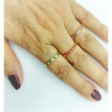 Imagem de Meia Aliança Aparador Zirconias Banho Ouro 18k 2468 - Très Chic Joias,