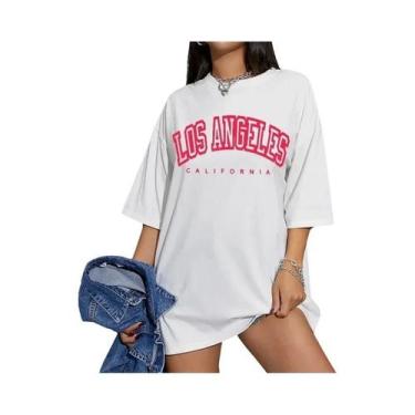Imagem de Camiseta Oversized Feminina Los Angeles - Manga Curta Respirável - Est