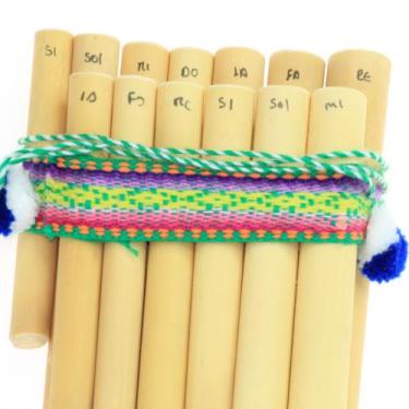 Imagem de Zampoña Flauta Pan Peruana Dupla Grande 13 Notas Cor Bege - trends Mod