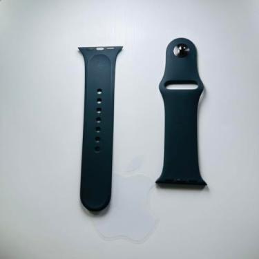 Imagem de Pulseira esportiva de silicone compatível com Apple Watch, ajustável, borracha macia (preto)