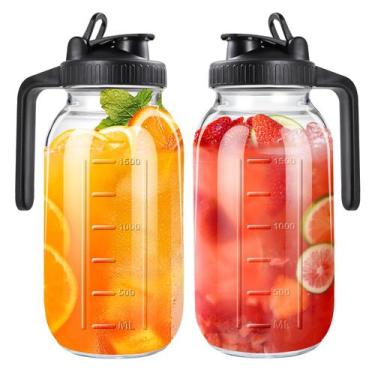 Imagem de Jarra de vidro NIJIALGEXPY 1,9 L com tampa Mason Jar Style