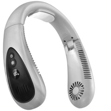 Imagem de GAITIR Ar condicionado de pescoço, ventilador de pescoço portátil com placa de resfriamento, fluxo de ar de resfriamento de 360°, ventilador USB recarregável de 5000 mAh, mãos livres, sem lâminas