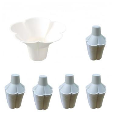 Imagem de lomysoali 50 tigelas de sorvete de polpa de papel 255 g/170 g, tigelas de sobremesa de chocolate sorvete, sundae, lanche, frutas, nozes, arco de salada, l copo de aperitivo em forma de flor (branco