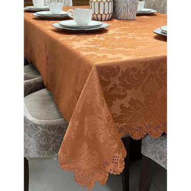 Imagem de Toalha de Mesa Retangular Decoração 4, 6, 8 Lugares - Estampada Bonita Jacquard para 10, 12, 14 Lugares(TERRACOTA,1,40 METROS)