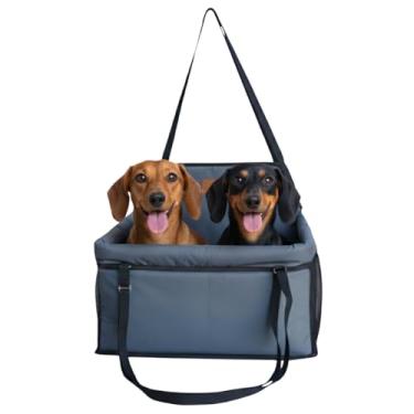 Imagem de Cadeira de Transporte Para 2 Pet Juntos no Carro Dobrável Com Cinto de Segurança Assento Viagem Para Cachorros Gatos Até 15kg