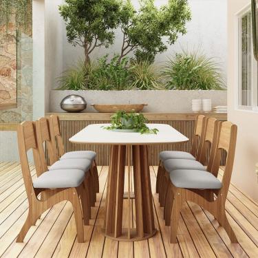 Imagem de Mesa de Jantar Retangular 6 Lugares TM69 Off White Freijó Dalla Costa