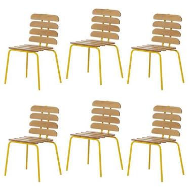 Imagem de Kit 6 Cadeiras Base Tubular Fixa Reno - Prima Design