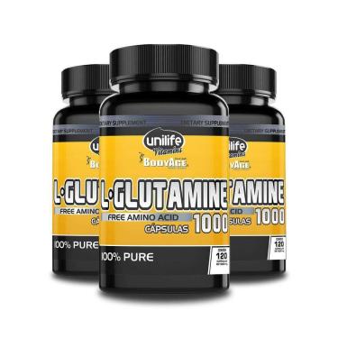 Imagem de Kit 3 L-Glutamina 100% Pura 120 Cápsulas Unilife