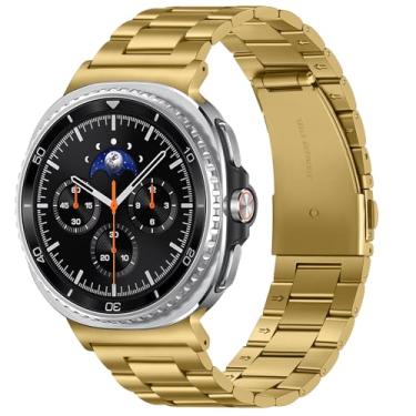 Imagem de Suphart Pulseiras de metal compatíveis com Samsung Galaxy Watch 7 6 5 4 FE de 44 mm e 40 mm/Galaxy Watch 6 Classic de 47 mm e 43 mm/5 Pro de 45 mm, pulseira de aço inoxidável sem lacunas para mulheres