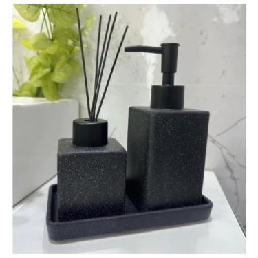 Imagem de Kit Banheiro Granilite Quadratto Cerâmica Premium com Bandeja - Lyor, 