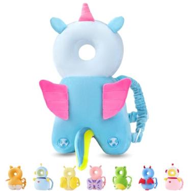 Imagem de Mochila de proteção de cabeça de bebê infantil, azul anjo