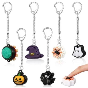 Imagem de Honoson 6 Pcs Halloween Fidget Keychain Halloween Fidget Keychains 3D Printed Goodie Bags Stuffers Party Favors Gifts with Sound Sensory Clicker Keyboard for Adults to Relief Stress