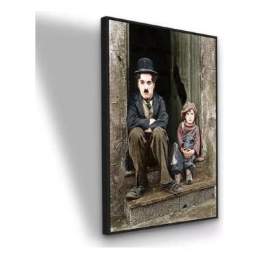 Imagem de Quadro Canvas Charlie Chaplin Filme The Kid 90x60 C Moldura Moldura Pr