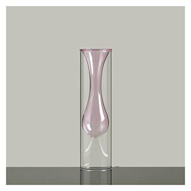 Imagem de Decoração Nórdica Vaso De Vidro Decoração De Sala De Estar Vaso De Flores Transparente Decorações Para Casa Óculos Decorativos Presentes, Pink-20cm