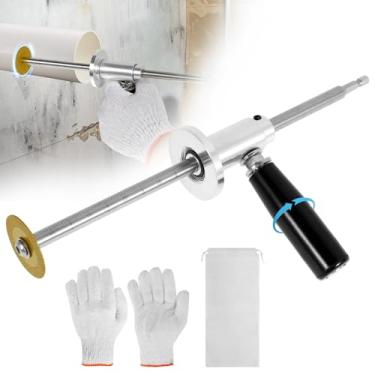 Imagem de Cortador de tubo interno para tubo de PVC, profundidade de corte ajustável de 17,78 cm, cortador interno de encanamento de aço inoxidável com roda de corte de grão de diamante e alça, haste sextavada