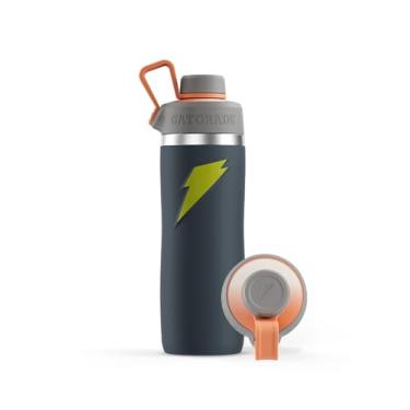 Imagem de Gatorade Garrafa de água de aço inoxidável 'Overtime' de 947 ml, tampa torcida, cinza/amarelo neon